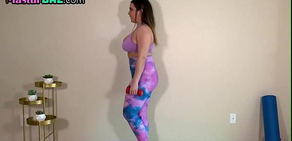  Curvy yoga babe works out before masturbating